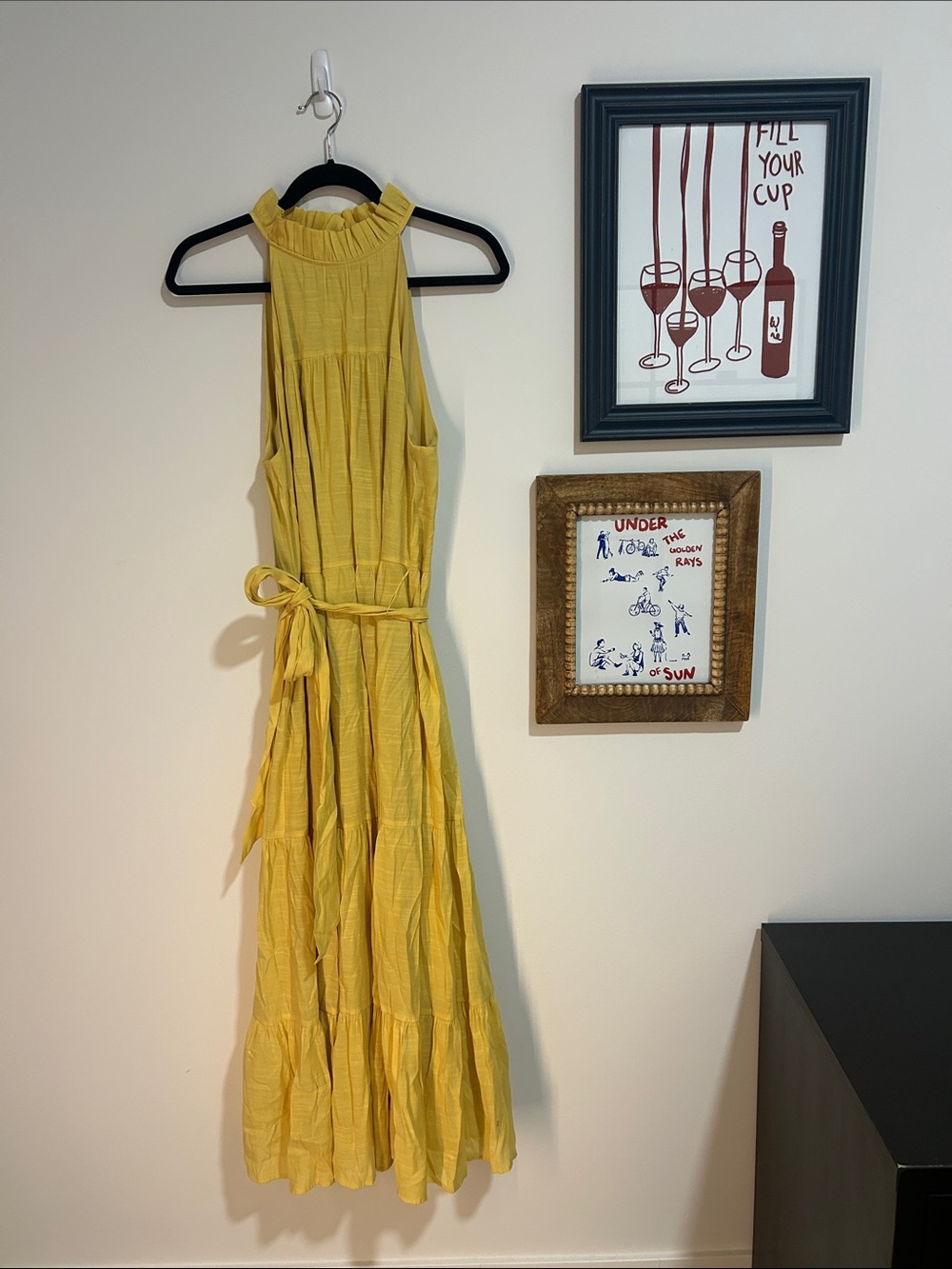 Banana Republic Yellow Halter Maxi with Waist Tie